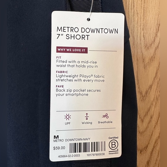 New Athleta Navy Blue Metro Downtown 7’ Shorts Women’s M - Picture 9 of 9